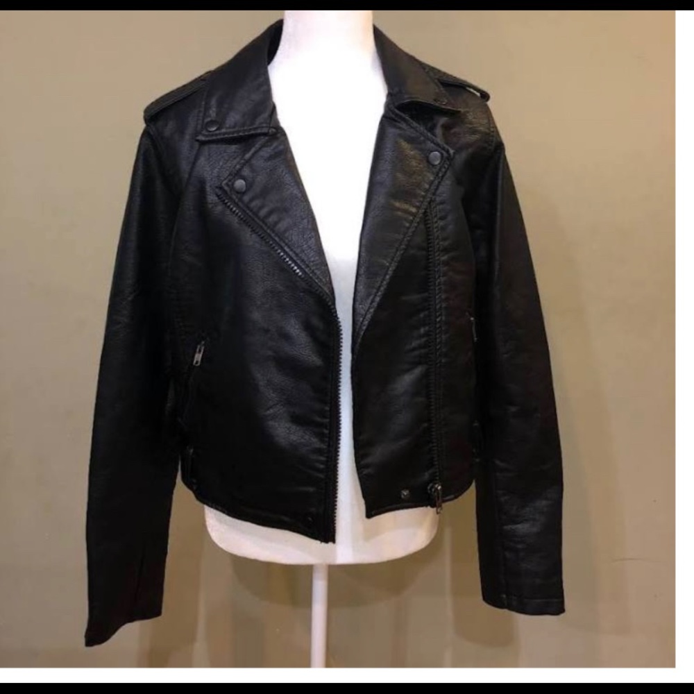 Faux leather moto jacket